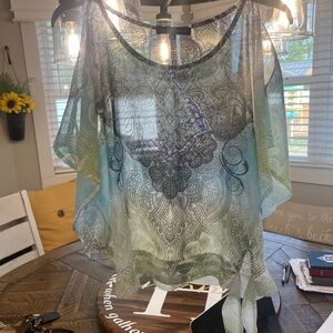 Sheer Multicolor Patterned Women's Top